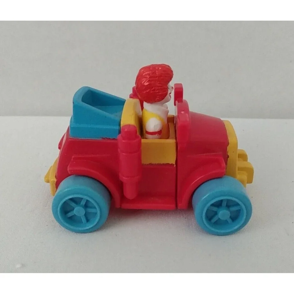 Lot of 3 McDonalds VTG Ronald McDonald toys, 1 New in pkg, 1990 Ronald in car